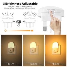 Night Light Plug in Walls & Night Light with Dusk to Dawn Photocell Sensor, Energy Saving Night Light Kids for Children's Room, Stairs, Hallway, Bedrooms, Garage (Warm White, 1 Pack, 3000K)