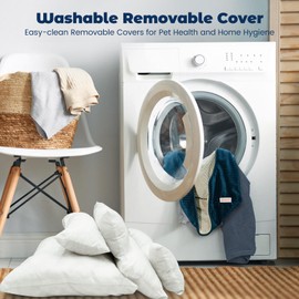 Miguel Small Dog Bed Washable Removable Cover, Cat Bed for Indoor Cats Square, Cuddle Rectangle Pet Bed with Side Soft Bolster Puppy Bed Kitten Bed with Wall Slip-Resistant Bottom, Blue 20 Inch