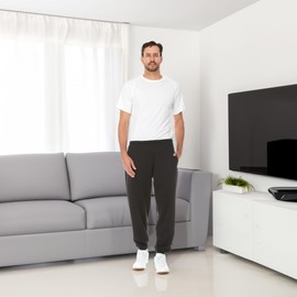 BILLIONHATS 12 Pack of Wholesale Mens Jogger Sweatpants, Homeless Shelter Donation Case, Comfy Bulk Joggers for Men (Black, Large)