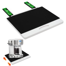 MinBoo Bamboo Appliance Slider,Sliding Tray for Coffee Maker, Kitchen Countertop Appliance Rolling Tray,Slides Easily from Under The Cabinet,Wide -White- Large (16" Wx13 D)