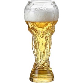 Football Pattern Beer Glass Stemmed Pilsner Goblet 8.5 In