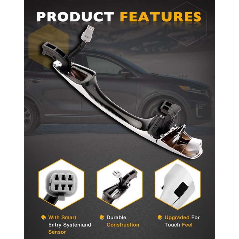 Gledewen Front Right Handle w/Smart Keyless Entry System, Compatible with