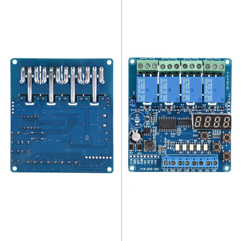 AUNMAS 4 Channel Multifunction Relay Board Module with Timer, DPDT