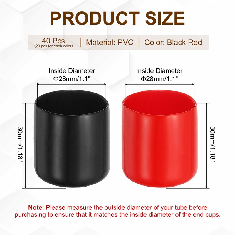 PATIKIL 28mm ID Rubber End Caps, 40 PCS High Temp