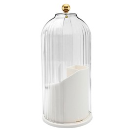 Makeup Brush Holder Organizer with Clear Lid, 360 Rotating Sliding Opening– Dustproof Cosmetic Brush Container Perfect for Vanity Dressing Table Bathroom(White Rotary Style)