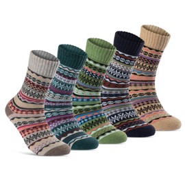 5 Pairs of Wool Socks for Men and Women Winter Socks Soft & Warm, Mix 1
