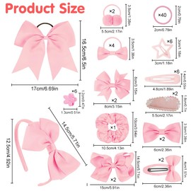 LOPHE 77Pcs Pink Girls School Hair Accessories Kit, Hair Bows Elastic Headbands Hair Clips, Cheer Bows Ponytail Holder Hair Barrettes, Hair Accessories for Girls Christmas Birthday Gift