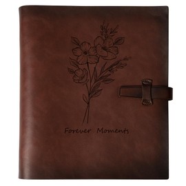 Photo Album 4x6 200 Photos, Genuine Leather Photo Albums with Writing Space with 30 Writing Paper, Travel Family Wedding Kids Graduation Ultrasound Baby Picture Album Scrapbook Photo Album（Flowers）