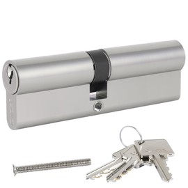 DIDA® 100 mm Euro Barrel Lock 45/55 Door Barrel Lock with Key UPVC Door Lock Barrel Profile Lock with 3 Keys Anti-Pick Anti-Bump Anti-Drill Euro Cylinder Lock BS EN 1303:2005 Nickel