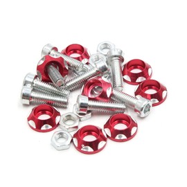 uxcell 8Pcs Red Metal Decorative License Plate Bolt Screw for Car Motorcycle