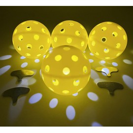 SZPENGC LED Light up Pickleball Balls, Glow in The Dark PickleBalls Balls, 4 Pack Pickleball-Balls Meet USAPA Requirement, 40 Holes Yellow PickleBalls Balls, Durable in/Outdoor Pickle Ball