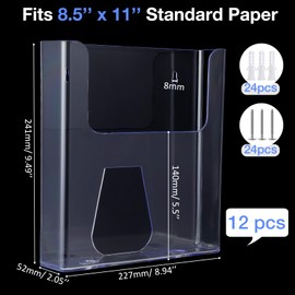 Ripeng 4 Pcs Brochure Holder 8.5 x 11 Inch Wall Mount Flyer Holder Acrylic Literature Holder Clear Magazine Wall Display Hanging Envelope Holder for Pamphlet File Home Office Supplies