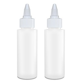 BRIGHTFROM Twist Top Applicator Bottles, Squeeze 2 OZ Empty Plastic Bottles, Refillable, Open/Close Nozzle - Multi Purpose (Pack of 2)