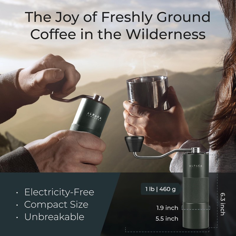 Manual Coffee Grinder by Alpaca Ventures - Stainless Steel Conical