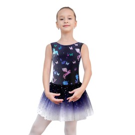 EQSJIU Fancy leotards for girls gymnastics with skirt size 9-10 years old unicorn mermaid sparkly sparkles