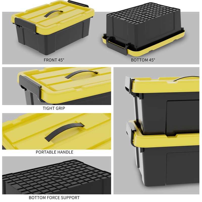 Cetomo 16Qt*4 Durabilt Flip Lid Stackable Heavy Duty Tough Storage