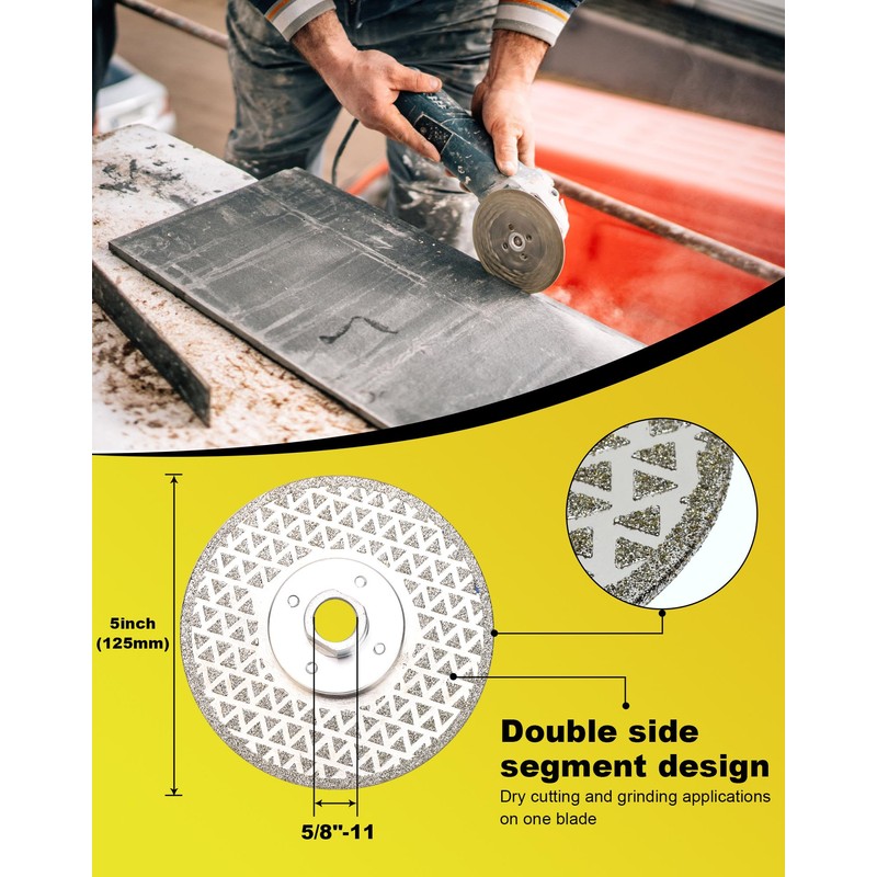 Solidure 5" Diamond Blade,Diamond Tile Blade with 5/8"-11 Arbor Cutting