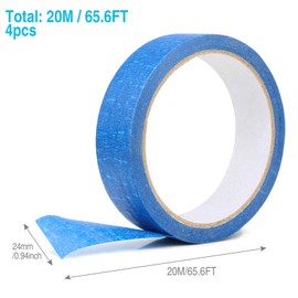 GOTRUST 4 Rolls Masking Tape Painter's Tape Blue Crepe Paper Masking Tape Decorating Painters Masking Tape for Painting Crafts DIY Children Wall Painting 25 mm x 20 m