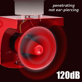 120dB Industrial Light Siren, 24 LED Loud Horn Alarm Siren Red Strobe Light, Waterproof for Indoor Outdoor Office Factory Construction Emergency Security Safety Tornado Fire Alarm, AC110V