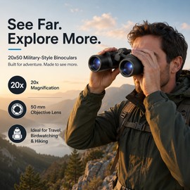 20×50 High-Power BAK4 Prism Binoculars – Long-Range Outdoor Binoculars for Bird Watching, Hiking, Camping, Travel & Sports