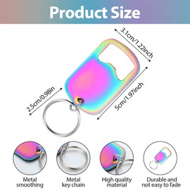ZEYIYER 2PCS Bottle Opener Small Stainless Steel Bottle Opener Keychain Flat Beer Bottle Opener Light and Easy to Carry Key Chain for Bartender Kitchen Bar Restaurant Banquet Party(Colorful)
