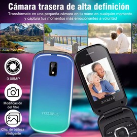 YEEMOVIL C2S Teléfono móvil Plegable para Personas Mayores,2.4 Inch Pulgadas,Teléfono de Tapa para Ancianos con Doble Sim,batería 800 mAh, estación de Carga, Bluetooth, cámara (Fucsia)
