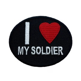 I Love (heart) my Soldier Black 2.5 inch patch IV3300 F5D25I