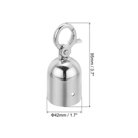 PATIKIL 1.7"x3.7" Stanchion Rope End Stopper, 4 Pack Cord End Caps Barrier Rope End Cap Snap Hooks for Crowd Control Queue Divider, Silver