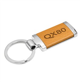 iPick Image INFINITI QX80 Laser Engraved Maple Wood Chrome Metal Trim Key Chain