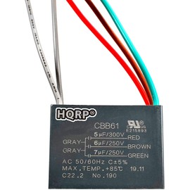 HQRP Capacitor CBB61 Compatible with Harbor Breeze Ceiling Fan 5uf+6uf+7uf 5-Wire UL Listed