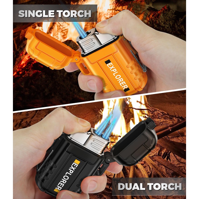Lafagiet 2 Pack of Torch Lighter, Single & Dual Jet