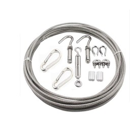 Outdoor/Indoor Clothesline , Stainless Steel Clothesline Wire Outdoor Cable Wire Rope Laundry Hanging Drying with Tightener System Multipurpose for Hanging, Greenhouse, Outdoor Activities, auto(32Ft)