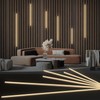 HAMRVL Wood Slat Wall Panels LED Recessed Lighting - 6pcs