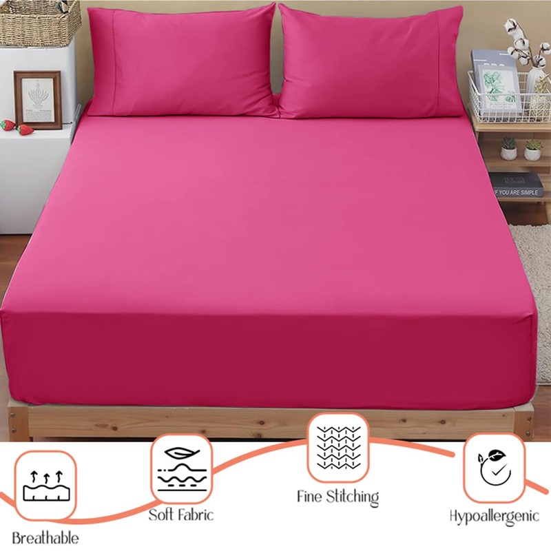 SSW HOMES Fitted Sheet Extra Deep 40cm, Brushed Microfiber Breathable