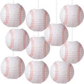 8'' Baseball Paper Lanterns Sport Baseball Themed Birthday Party Decorations Ceiling Hanging Baseball Decor for Baseball Party Games - Pack of 10