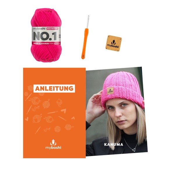 myboshi Kanuma Winter Hat Crochet Set, Includes No. 1 Wool,