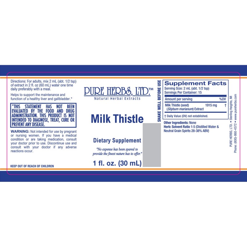 Pure Herbs: Milk Thistle - 1 oz.