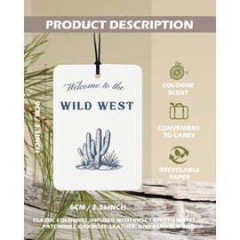 EKGJW Navy Blue Western Cologne Car Air Freshener 4 Pcs, Retro Cowboy Riding Horse Cactus Hanging Air Freshener for Cars Bathroom Dorm Books Decor, Western Accessories Gifts for Women Men