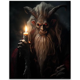 Krampus Folklore Dark Fantasy-11x14 Unframed Poster-Gothic Art with Eerie Legends,Mysterious Occult Creepy Christmas Decor for Dark Academia, Strange Eclectic Dark Themes, & Oddities in Horror Parties