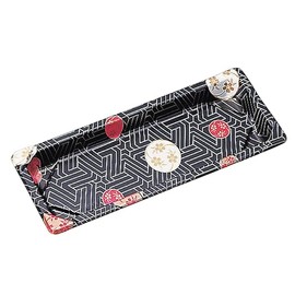 Chuo Kagaku 134049 Bento Containers, Disposable CF Sushi Containers, L, Roll, Flower Pattern, 50 Pieces, Black Gold, Approx. 0.9 x 3.5 x 8.7 inches (2.2 x 9 x 22 cm)