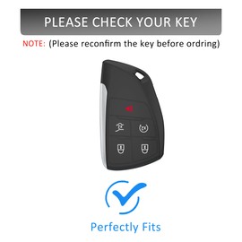 Leather Key Fob Cover with Keychain Compatible with Silverado 1500 GMC Sierra 1500 2500HD 3500HD (BLUE)