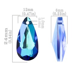 30Pcs Crystal Grid Teardrops - Novborcz 12x24mm Top Drilled Teardrops Chandeliers Pendants DIY Projects Earrings Necklaces Bracelets for Jewelry Making Home Hanging Decorations