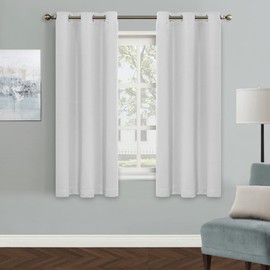 MYSKY HOME White Curtains for Living Room Black Out Curtains for Bedroom 63 Inch Long Curtains Grommet Window Curtains Room Darkening Thermal Insulated 1 Panel Curtains, 42 x 63 Inch, Greyish White