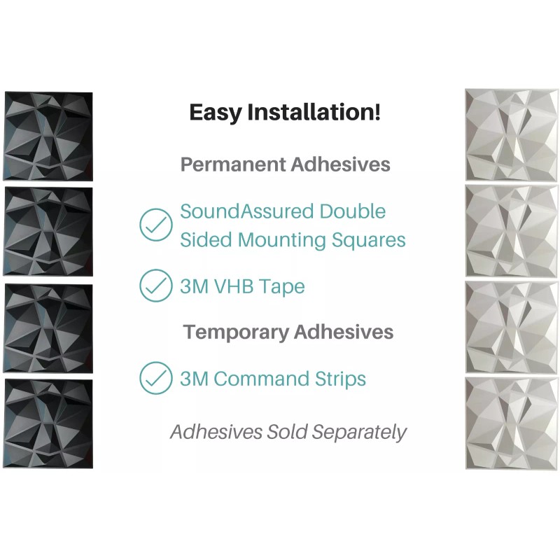 SoundAssured Acoustic Diffuser Panel - Geometric - White - Acoustic