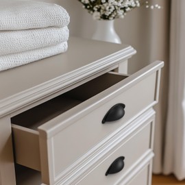 HESTIA HARDWARE 3 Pack | 2 1/2 Inch Drawer Pulls Black Kitchen Cabinet Handles and Dresser Drawer Pulls | Bathroom Matte Black Handles | Black Cabinet Hardware Cup Pulls for Drawers (Z7.3.D)