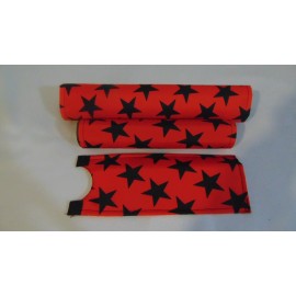 BIKINGTHINGS CLASSIC BIKES BMX PAD SET STEM HANDLEBAR TOP TUBE BIKE PADS TRICK STAR RED BLACK
