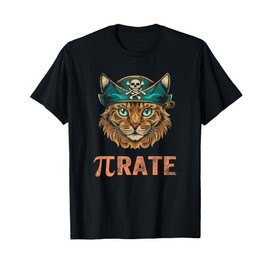 Funny Pi Day Math Science Cat Pirate T-Shirt