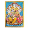 Gold Foil Embossed Hindu God Lord Vishnu Goddess Lakshmi Shrine