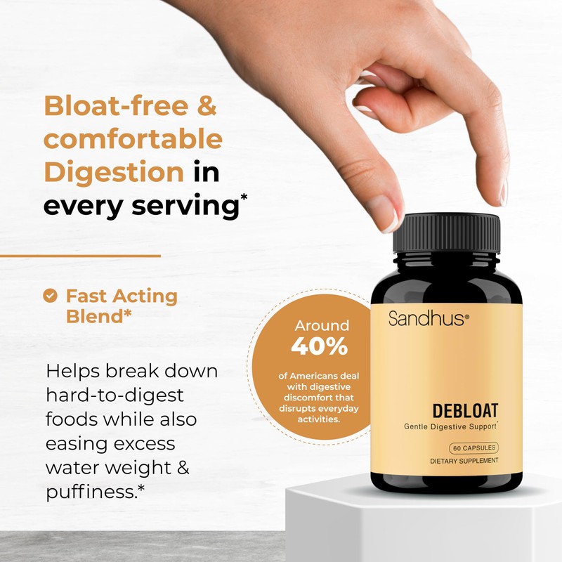 Sandhu's Debloat Digestive Enzymes Capsules | Helps Ease Bloating and