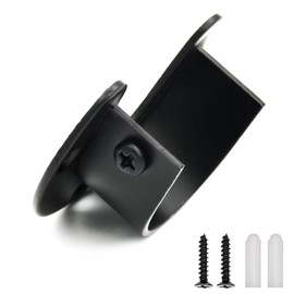 6 Pack Closet Rod Bracket, Heavy Duty Closet Rod Support Black Stainless Steel Closet Shower Rod Holders 1 1/4 Inch Closet Pole Holder Sockets U Shaped Wardrobe Brackets Flange Rod Holder End Caps